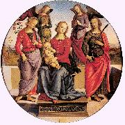 PERUGINO, Pietro, Madonna Enthroned with Child and Two Saints